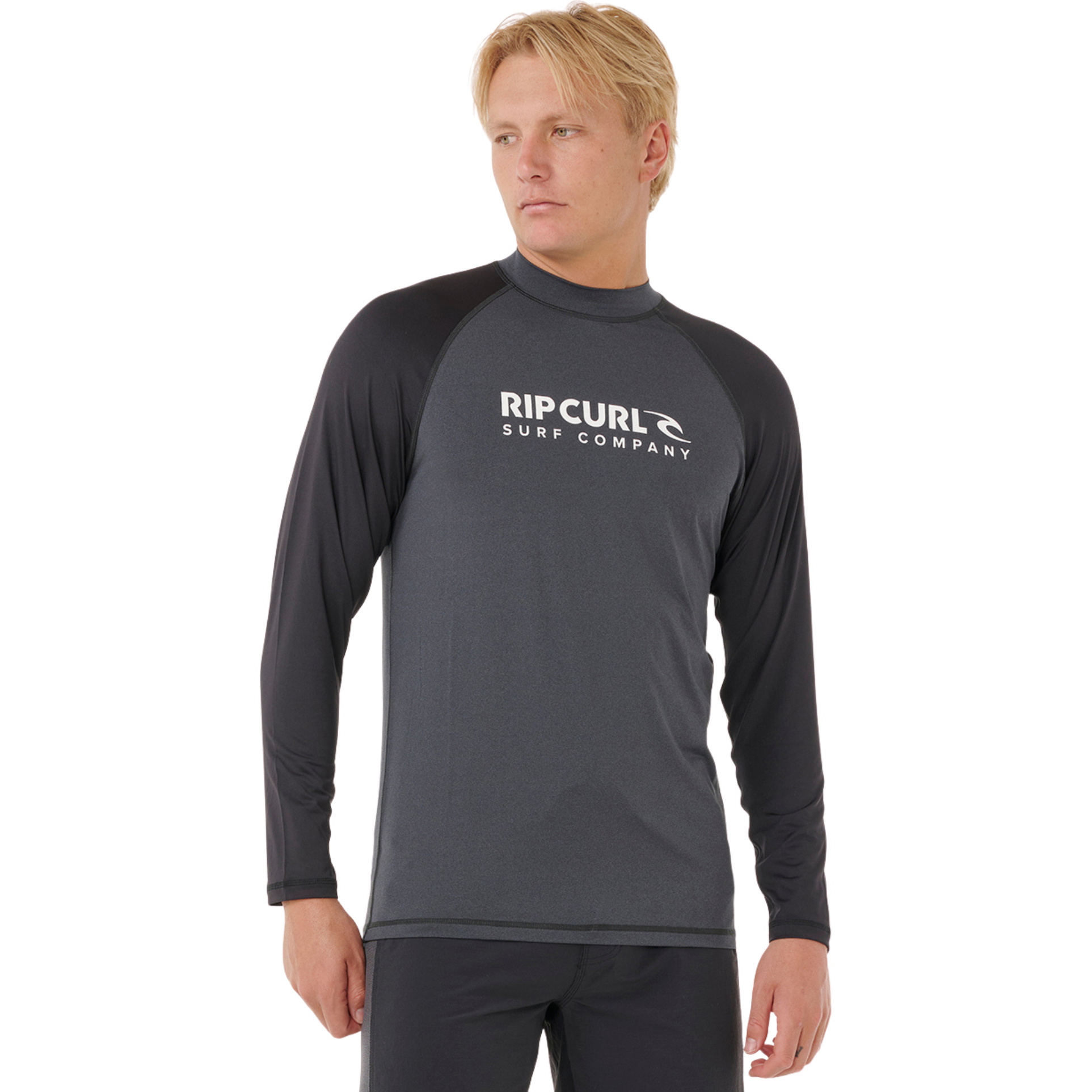 2026 Rip Curl Männer Shock UPF Langarm-Lycra-Weste 16GMRV - Black Marle